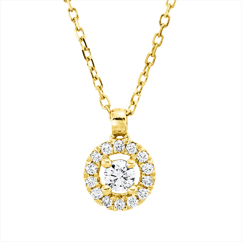 Collier 18 kt GG, mit ZÖ 40,6 cm, 15 Brill. 0,16 ct, TW-si
