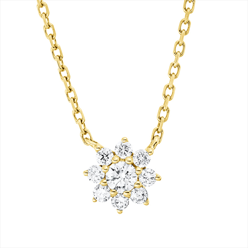 Collier 18 kt GG, mit ZÖ 40 cm + 43 cm, 9 Brill. 0,27 ct, TW-si