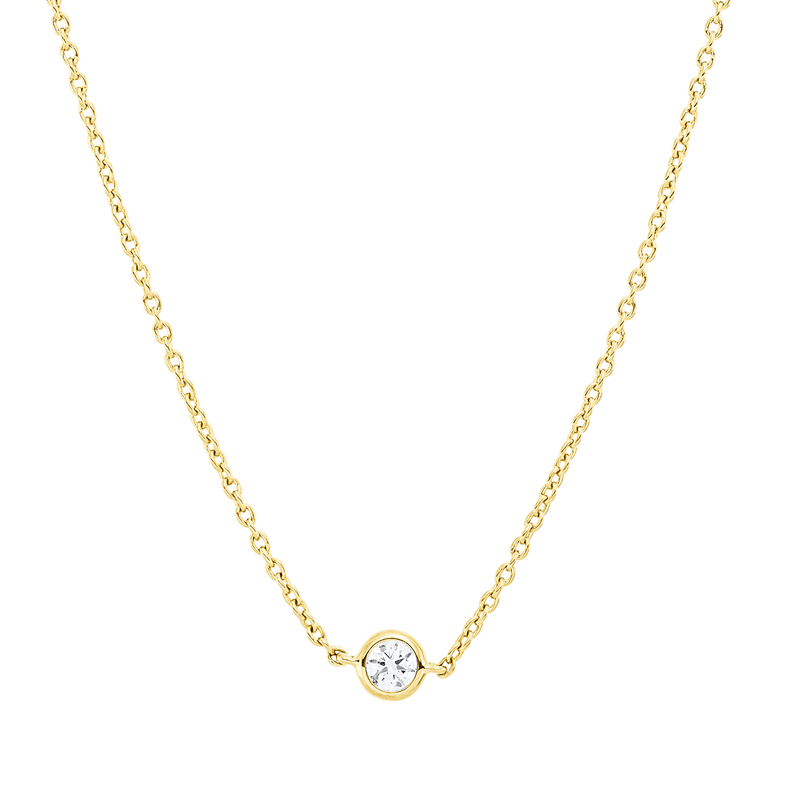 Collier 18 kt GG, mit ZÖ 42 cm, 43,5cm, 5 Brill. 0,39 ct, TW-si