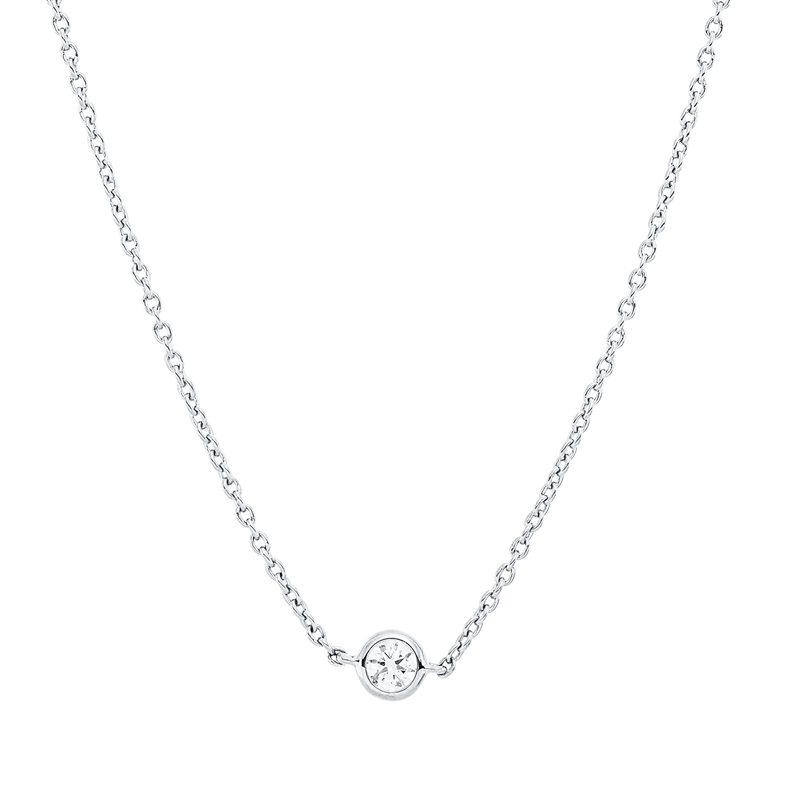 Collier 18 kt WG, mit ZÖ 42 cm, 43,5cm, 5 Brill. 0,40 ct, TW-si