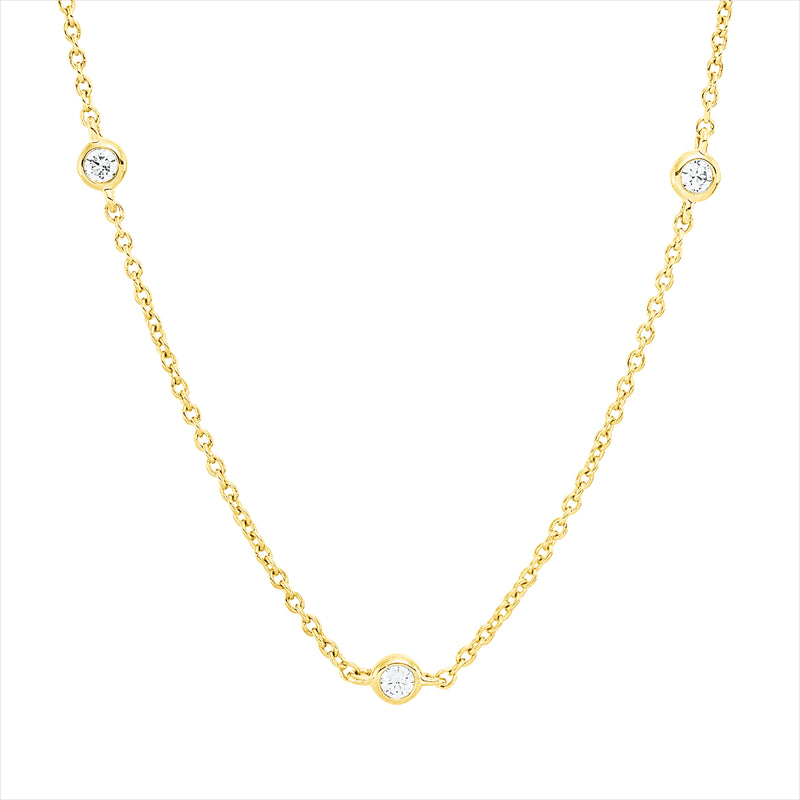 Collier 18 kt GG, mit ZÖ 42 cm, 43,5cm, 9 Brill. 0,29 ct, TW-si