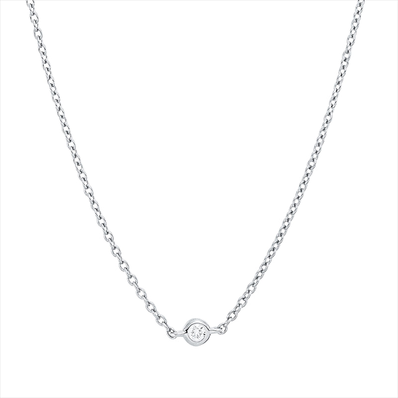 Collier 18 kt WG, mit ZÖ 42 cm, 43,5 cm, 5 Brill. 0,15 ct, TW-si