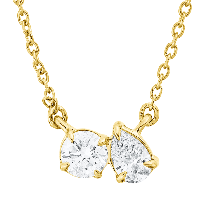 Collier 18 kt GG, mit ZÖ 40 cm + 42 cm, 1 Tropfen 0,15 ct, TW-si, 1 Brill. 0,16 ct, TW-si