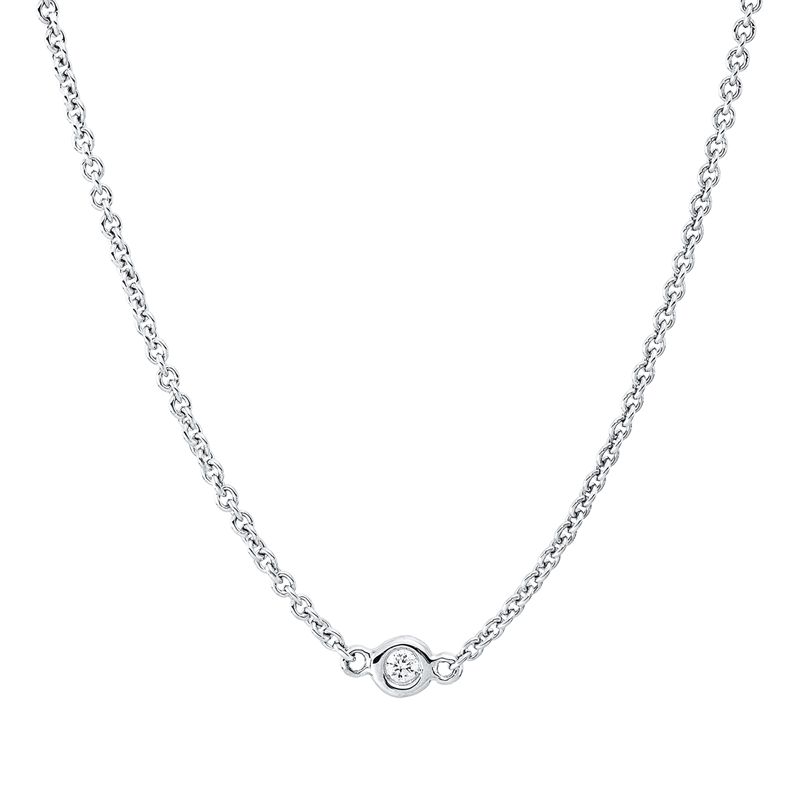 Collier 18 kt WG, mit ZÖ 40 cm + 42,5 cm, 7 Brill. 0,12 ct, W-si