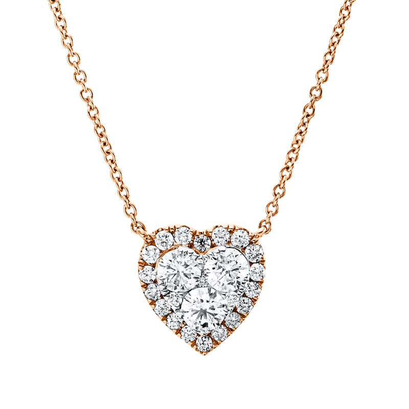 Collier 18 kt RG, Fass rhod, ZÖ 40 cm, 20 Brill. 0,26 ct, 1 Brill. 0,01 ct, 3 Brill. 0,64 ct, TW-si