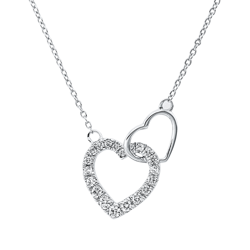 Collier 18 kt WG, mit ZÖ 40 cm + 42,5 cm, 20 Brill. 0,20 ct, TW-si