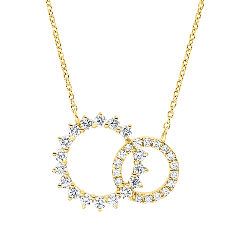 Collier 18 kt GG, mit ZÖ 40 cm + 42,5 cm, 17 Brill. 0,37 ct, TW-si, 17 Brill. 0,12 ct, TW-si