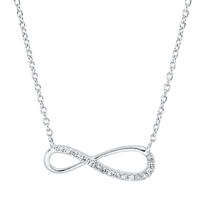 Collier 18 kt WG, mit ZÖ 40 cm + 42,5 cm, 17 Dia. 0,05 ct, TW-si