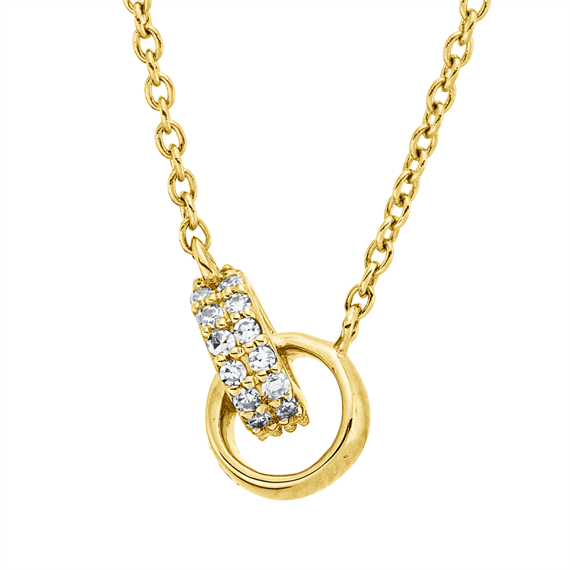 Collier 18 kt GG, mit ZÖ 40 cm + 42,5 cm, 26 Dia. 0,08 ct, TW-si
