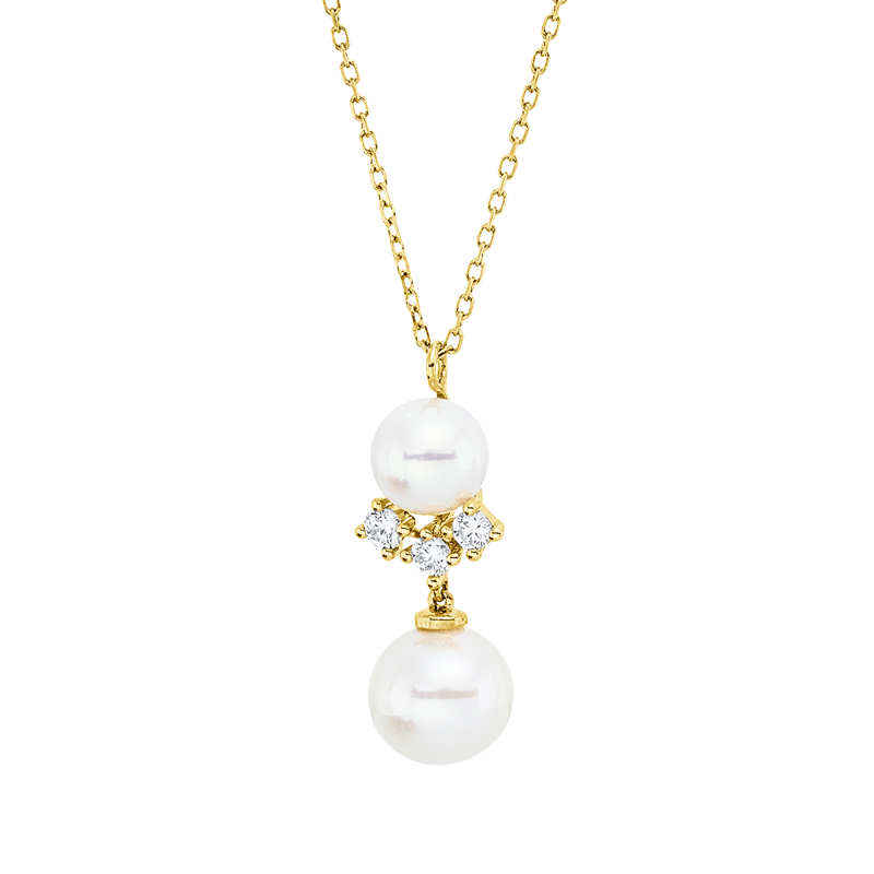 Collier 18 kt GG, mit ZÖ 40 cm, 3 Brill. 0,13 ct, TW-si, 1 SW weiß 7,5 mm, 1 SW weiß 6 mm