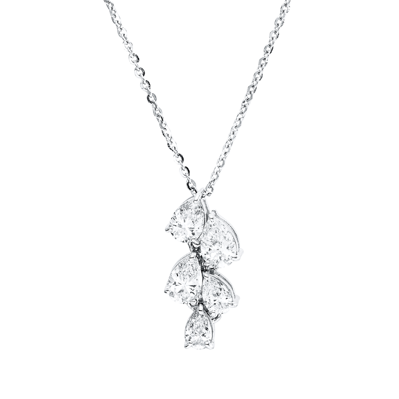 Collier 18 kt WG, 5 Tropfen 0,75 ct, TW-vsi/si