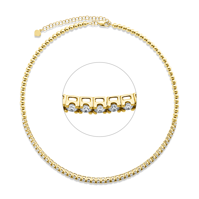 Collier 18 kt GG, choker, mit ZÖ 34,5 cm, 47 Brill. 2,11 ct, TW-si