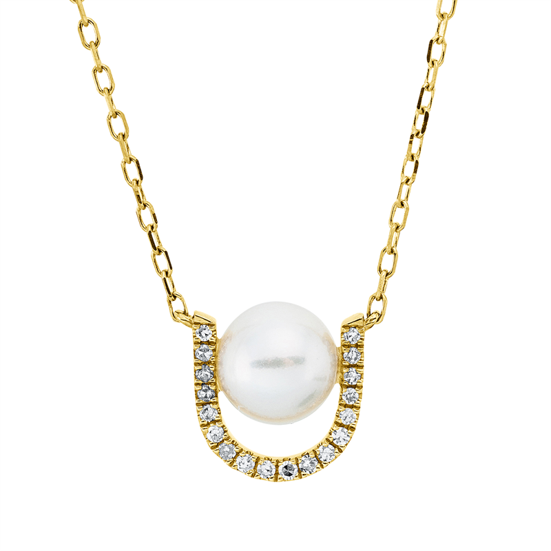 Collier 18 kt GG, mit ZÖ 40,6+41,6cm, 18 Brill. 0,09 ct, W-si, 1 SW weiß 6,5 mm