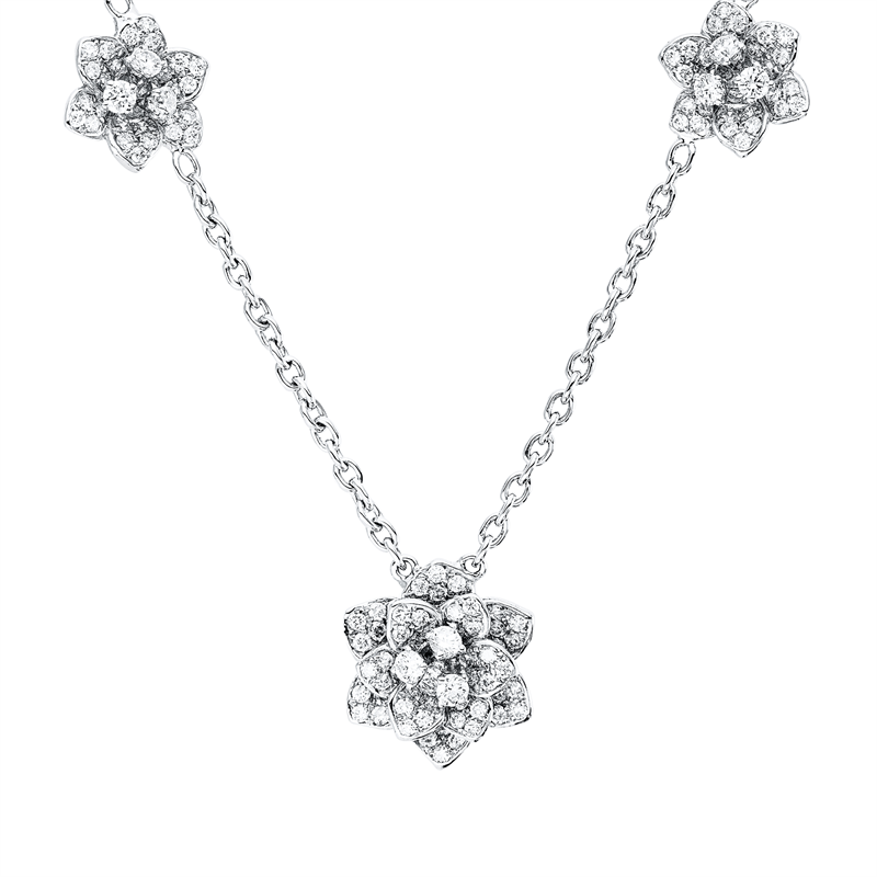 Collier 18 kt WG, 9 Brill. 0,36 ct, TW-vsi/si, 119 Brill. 0,88 ct, TW-vsi/si