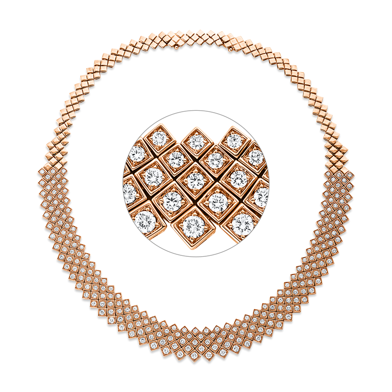 Collier 18 kt RG, extension ZÖ 40,5 cm, 223 Brill. 10,92 ct, TW-vsi