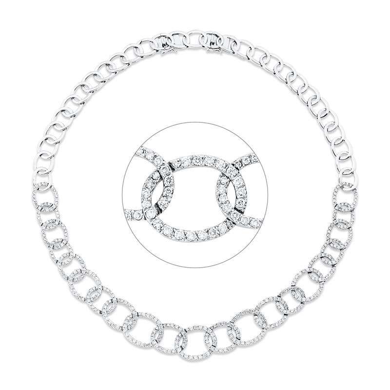 Collier 18 kt WG, extension ZÖ 40,5 cm, 534 Brill. 6,89 ct, TW-vsi