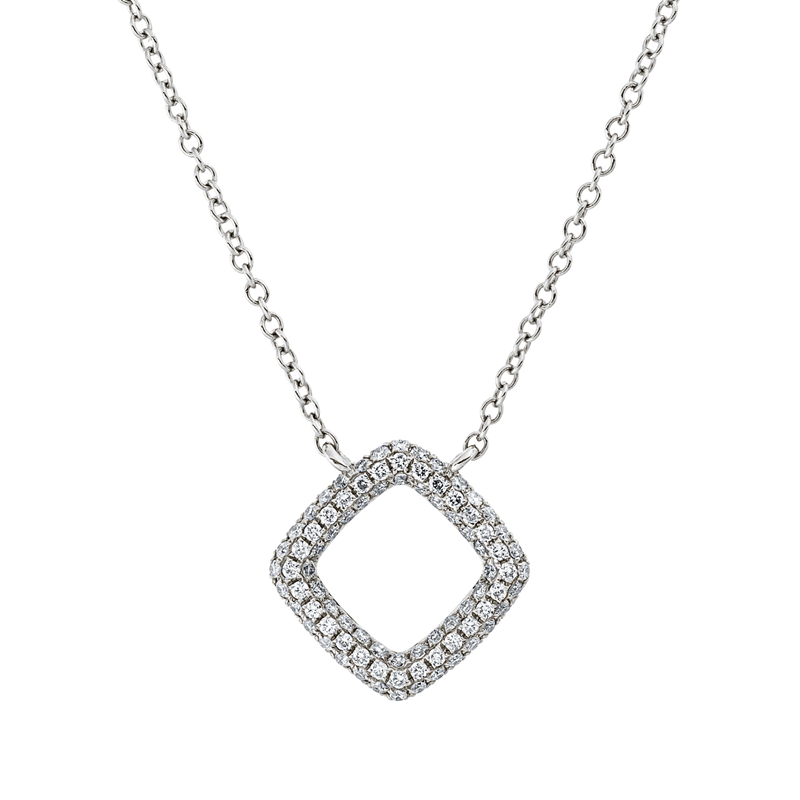 Collier 18 kt WG, mit ZÖ 43 cm + 40,6 cm, 116 Brill. 0,28 ct, I-si/pi
