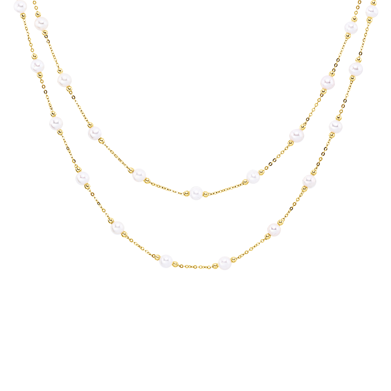 Collier 18 kt GG, ZÖ40,6+43 cm, 1 Brill. 0,03 ct, TW-si, 4 Brill. 0,34 ct, TW-si, 4 Brill. 0,03 ct, TW-si