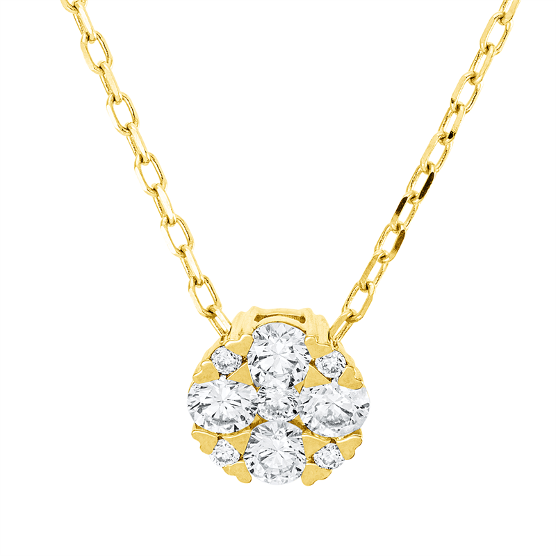 Collier 18 kt GG, ZÖ40,6+43 cm, 1 Brill. 0,02 ct, TW-si, 4 Brill. 0,31 ct, TW-si, 4 Brill. 0,03 ct, TW-si