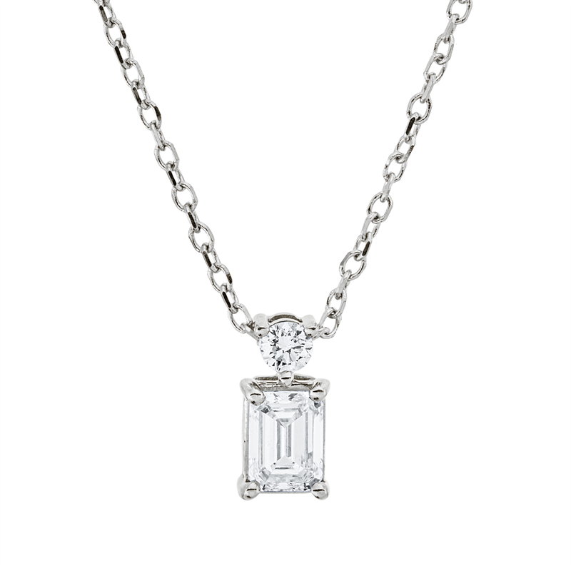 Collier 18 kt WG, mit ZÖ 40 cm + 42 cm, 1 Sm.schliff 0,25 ct, TW-si, 1 Brill. 0,04 ct, TW-si
