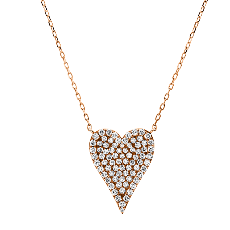 Collier 18 kt RG, ZÖ 40,6+43 cm, 77 Brill. 1,03 ct, TW-pi, 2 Brill. 0,01 ct, TW-pi