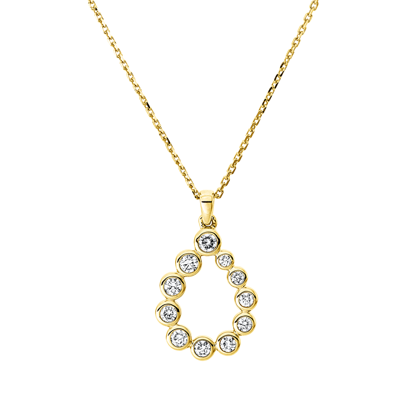 Collier 18 kt GG, mit ZÖ 42 cm, 5 Brill. 0,15 ct, TW-si, 6 Brill. 0,11 ct, TW-si