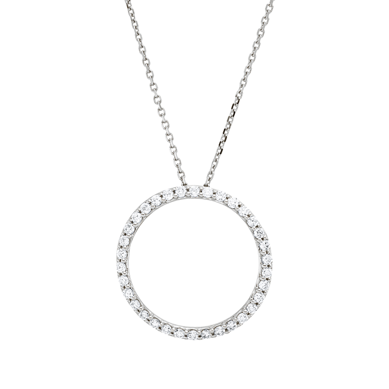 Collier 18 kt WG, mit ZÖ 42 cm, 34 Brill. 0,20 ct, TW-si