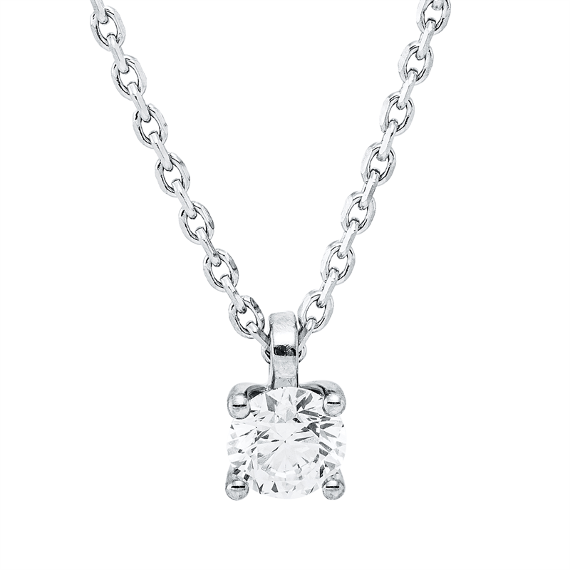 Collier 18 kt WG, GIA7528217234, mit ZÖ 42 cm, 1 Brill. 0,50 ct, E-si