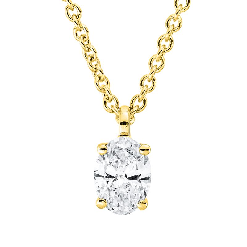 Collier 18 kt GG, mit ZÖ 42 cm, 1 Oval 0,20 ct, TW-si
