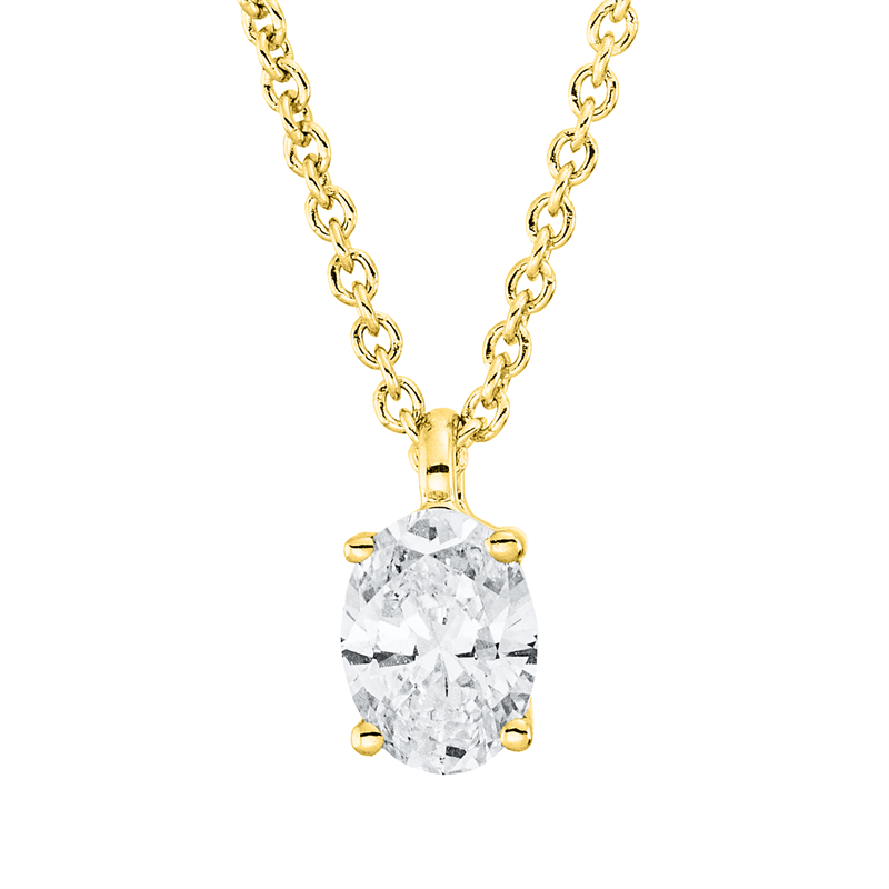 Collier 18 kt GG, mit ZÖ 42 cm, 1 Oval 0,26 ct, TW-si