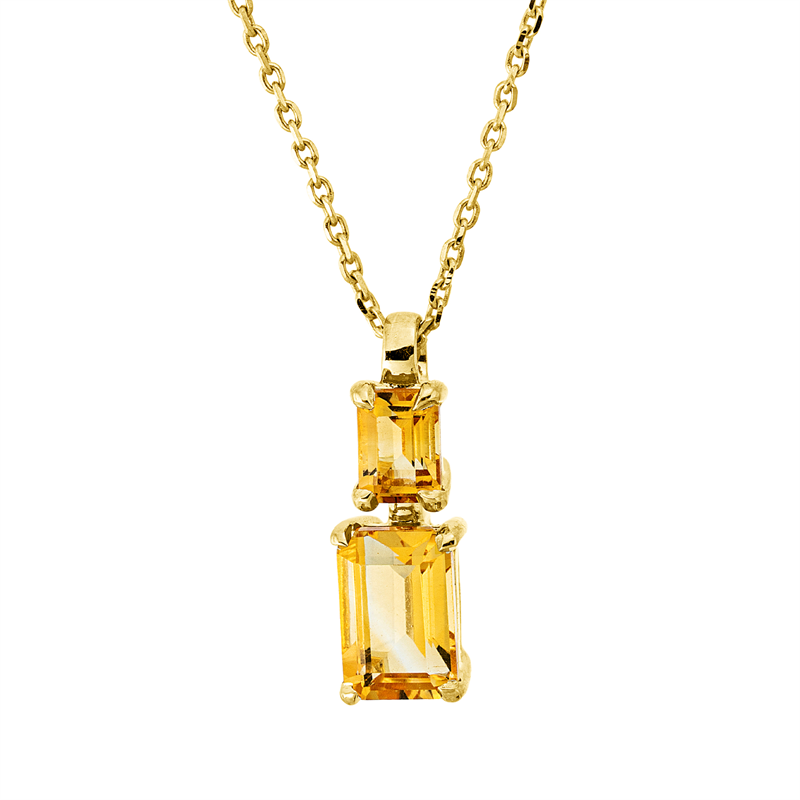 Collier 18 kt GG, mit ZÖ 42 cm, 1 Citrin 0,21 ct gelb, 1 Citrin 0,59 ct gelb