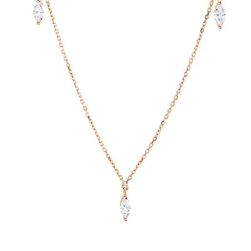 Collier 18 kt RG, 5 Nav. 0,71 ct, F-si