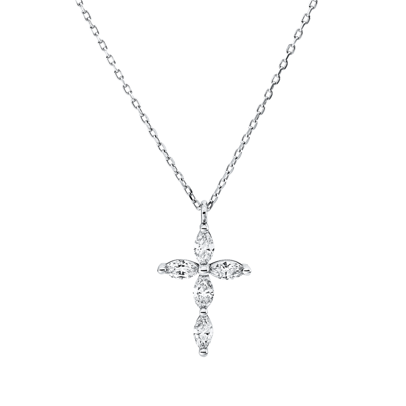 Collier 18 kt WG, 5 Nav. 0,33 ct, F-si