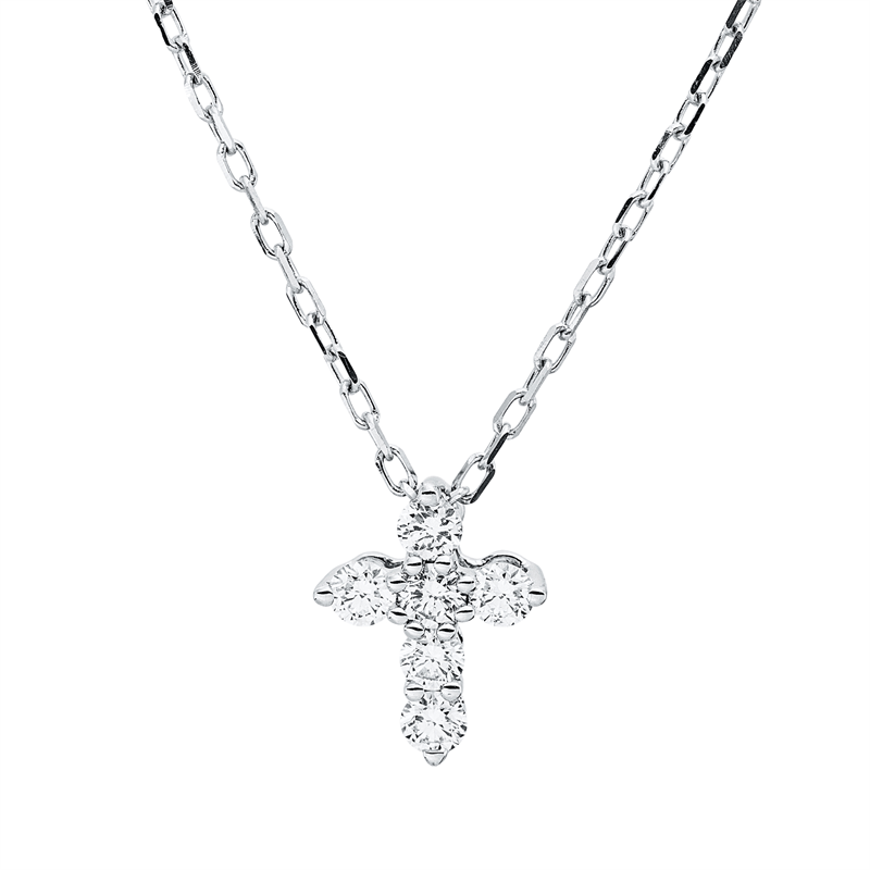 Collier 18 kt WG, mit ZÖ 42 cm, 6 Brill. 0,23 ct, TW-vsi
