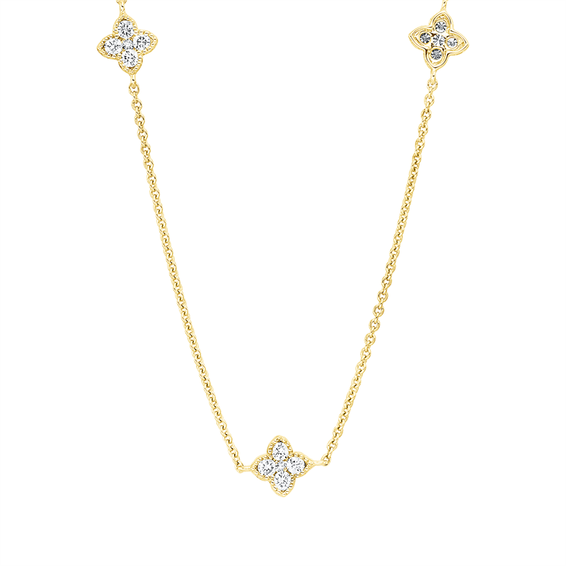 Collier 18 kt GG, mit ZÖ 40 cm + 42,5 cm, 25 Brill. 0,60 ct, W-si