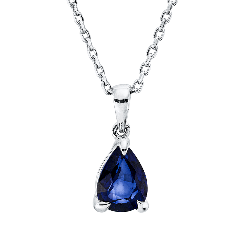 Collier 18 kt WG, mit Öse, 1 Saphir 0,97 ct blau