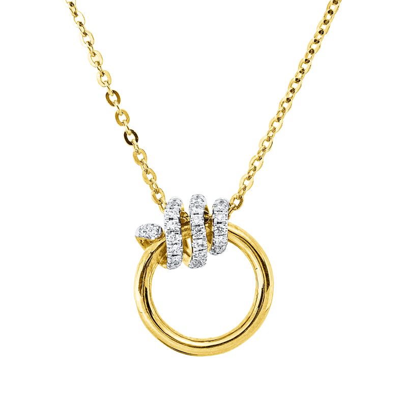 Collier 18 kt GG+WG, mit ZÖ 40 cm + 42,5 cm, 26 Brill. 0,12 ct, W-pi