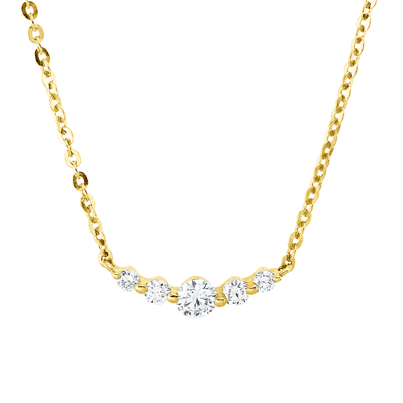 Collier 18 kt GG, mit ZÖ 40 cm + 42,5 cm, 5 Brill. 0,32 ct, J-vsi/si