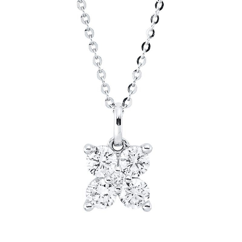 Collier 18 kt WG, mit ZÖ 40 cm + 42,5 cm, 5 Brill. 0,31 ct, TW-si