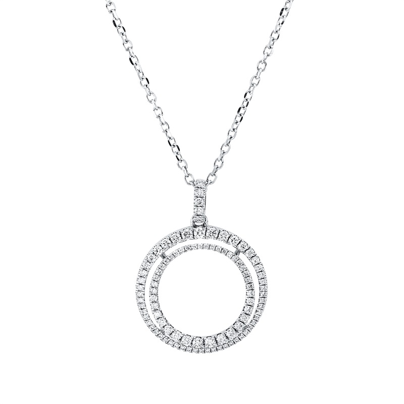 Collier 18 kt WG, mit ZÖ 40 cm + 42,5 cm, 95 Brill. 0,51 ct, TW-vsi/si