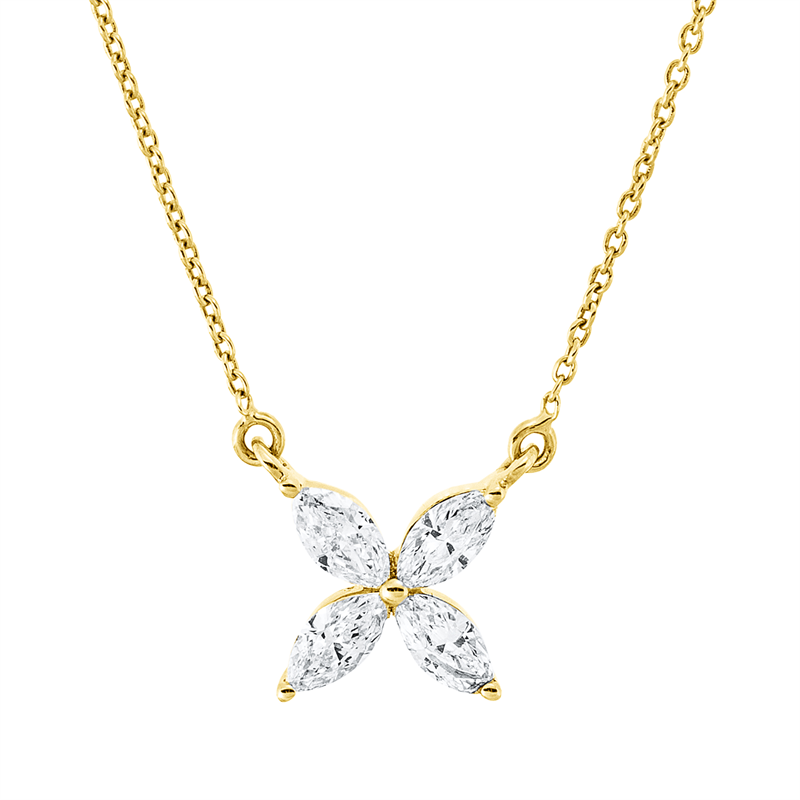 Collier 18 kt GG, 4 Nav. 0,25 ct, TW-vsi/si