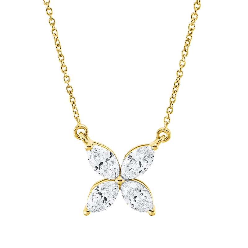 Collier 18 kt GG, 4 Nav. 0,50 ct, TW-vsi/si