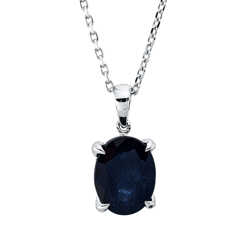 Collier 18 kt WG, mit Öse, 1 Saphir 2,47 ct blau