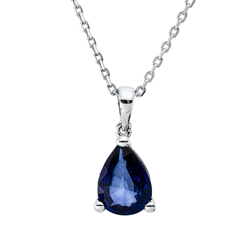 Collier 18 kt WG, mit Öse, 1 Saphir 1,09 ct blau