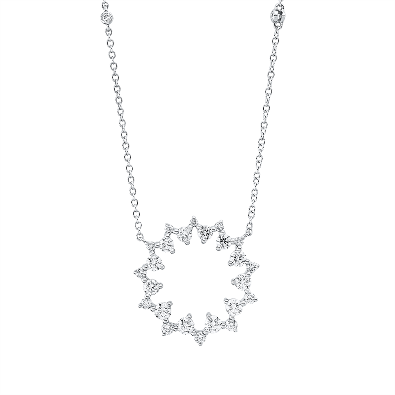 Collier 18 kt WG, mit ZÖ 40,6 cm, 26 Brill. 1,42 ct, TW-si