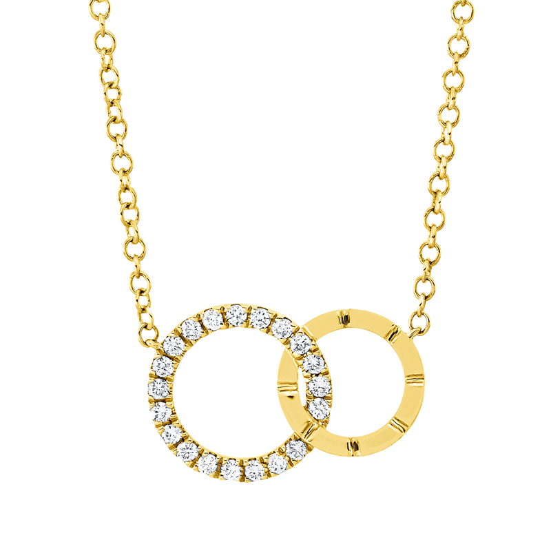 Collier 14 kt GG, mit ZÖ 40 cm + 43 cm, 20 Brill. 0,19 ct, W-si/pi