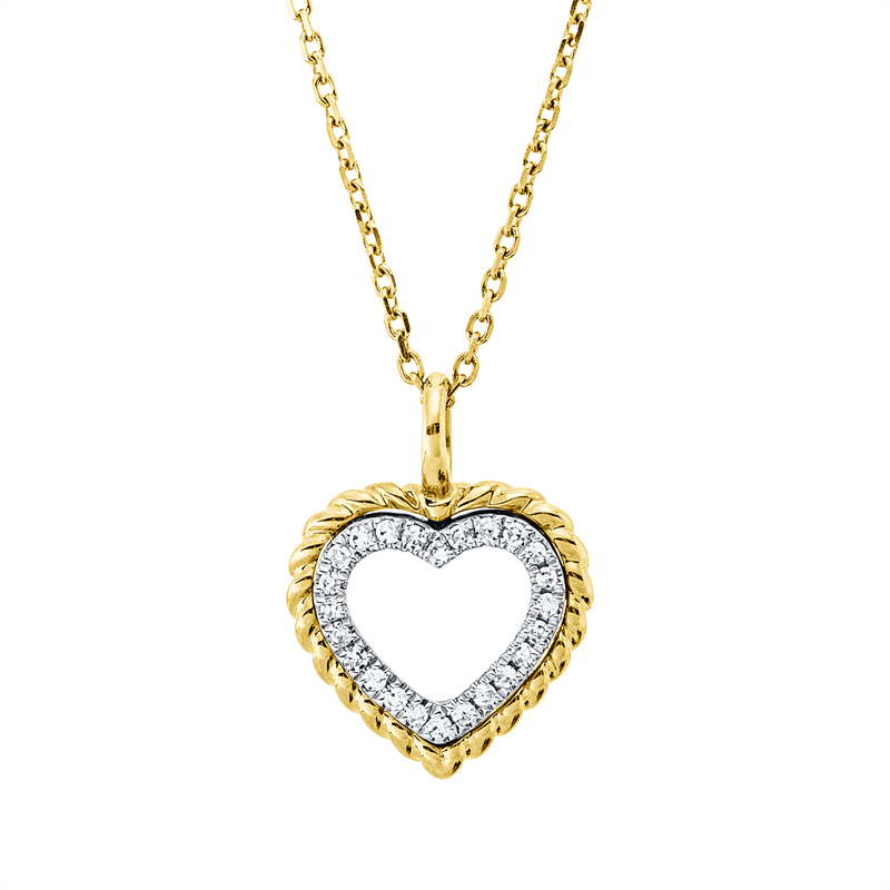 Collier 14 kt GG+WG, mit Öse, 24 Dia. 0,05 ct, TW-si