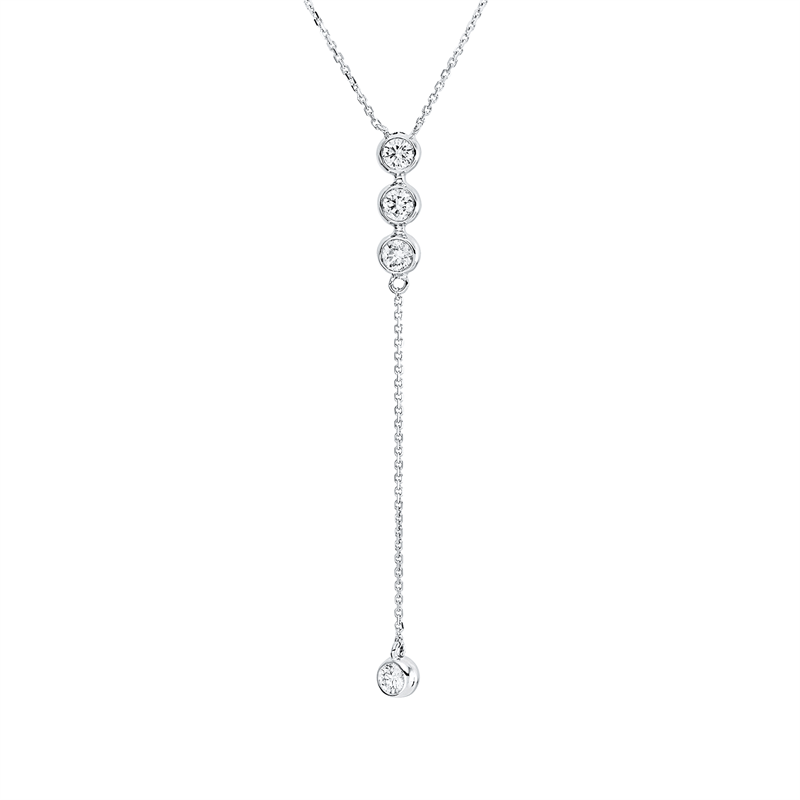 Collier 18 kt WG, mit ZÖ 42 cm 43,44 cm, 4 Brill. 0,35 ct, W-si