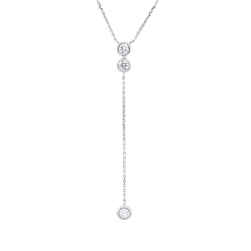 Collier 18 kt WG, mit ZÖ 42 ,43,44 cm, 3 Brill. 0,30 ct, W-si