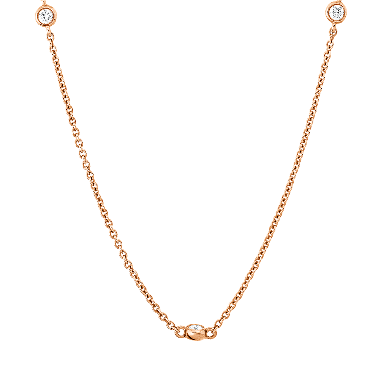 Collier 18 kt RG, mit ZÖ 50,8 cm, 11 Brill. 0,30 ct, I-si